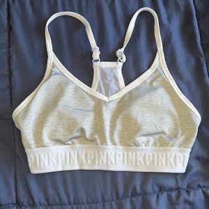 XS PINK padded gray sports bra